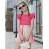 Arshiner Girls 2 Piece Outfits Summer Clothes Ruffle Short Sleeve Shirts Top and High Waist Paper Bag Shorts Set with Pockets(Hot Pink-strips)