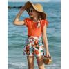 Arshiner Girls 2 Piece Outfits Summer Clothes Ruffle Short Sleeve Shirts Top and High Waist Paper Bag Shorts Set with Pockets(Orange-print)