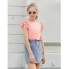 Arshiner Girls 2 Piece Outfits Summer Clothes Ruffle Short Sleeve Shirts Top and High Waist Paper Bag Shorts Set with Pockets(Pink-flower)