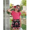 Arshiner Girls 2 Piece Outfits Summer Clothes Ruffle Short Sleeve Shirts Top and High Waist Paper Bag Shorts Set with Pockets(Rose Red-flower)