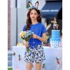 Arshiner Girls 2 Piece Outfits Summer Clothes Short Sleeve Tops and Paperbag Waist Shorts Set Cute Outfits 5-14(Blue Flower)
