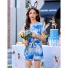 Arshiner Girls 2 Piece Outfits Summer Clothes Short Sleeve Tops and Paperbag Waist Shorts Set Cute Outfits 5-14(Blue Tie Dye)