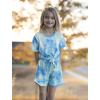 Arshiner Girls 2 Piece Outfits Summer Clothes Short Sleeve Tops and Paperbag Waist Shorts Set Cute Outfits 5-14(Green&blue&white)