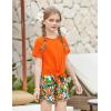 Arshiner Girls 2 Piece Outfits Summer Clothes Short Sleeve Tops and Paperbag Waist Shorts Set Cute Outfits 5-14(Orange Flower)