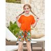 Arshiner Girls 2 Piece Outfits Summer Clothes Short Sleeve Tops and Paperbag Waist Shorts Set Cute Outfits 5-14(Orange Flower)