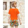 Arshiner Girls 2 Piece Outfits Summer Clothes Short Sleeve Tops and Paperbag Waist Shorts Set Cute Outfits 5-14(Orange Flower)