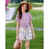 Arshiner Girls 2 Piece Outfits Summer Clothes Short Sleeve Tops and Paperbag Waist Shorts Set Cute Outfits 5-14(Purple Butterfly Print)