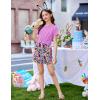 Arshiner Girls 2 Piece Outfits Summer Clothes Short Sleeve Tops and Paperbag Waist Shorts Set Cute Outfits 5-14(Purple Flower)