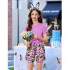 Arshiner Girls 2 Piece Outfits Summer Clothes Short Sleeve Tops and Paperbag Waist Shorts Set Cute Outfits 5-14(Purple Flower)