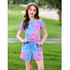 Arshiner Girls 2 Piece Outfits Summer Clothes Short Sleeve Tops and Paperbag Waist Shorts Set Cute Outfits 5-14(Purple&blue)