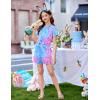 Arshiner Girls 2 Piece Outfits Summer Clothes Short Sleeve Tops and Paperbag Waist Shorts Set Cute Outfits 5-14(Purple&blue)