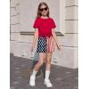 Arshiner Girls 2 Piece Outfits Summer Clothes Short Sleeve Tops and Paperbag Waist Shorts Set Cute Outfits 5-14(Red)