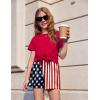 Arshiner Girls 2 Piece Outfits Summer Clothes Short Sleeve Tops and Paperbag Waist Shorts Set Cute Outfits 5-14(Red)