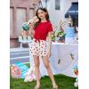 Arshiner Girls 2 Piece Outfits Summer Clothes Short Sleeve Tops and Paperbag Waist Shorts Set Cute Outfits 5-14(Red &Heart Print)