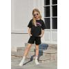 Arshiner Girls 2 Piece Outfits Summer Clothes Short Sleeve Tops and Short with Pockets Kids Fashion Clothing Sets(Black)