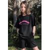 Arshiner Girls 2 Piece Outfits Summer Clothes Short Sleeve Tops and Short with Pockets Kids Fashion Clothing Sets(Black)
