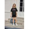 Arshiner Girls 2 Piece Outfits Summer Clothes Short Sleeve Tops and Short with Pockets Kids Fashion Clothing Sets(Black)
