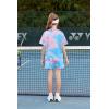 Arshiner Girls 2 Piece Outfits Summer Clothes Short Sleeve Tops and Short with Pockets Kids Fashion Clothing Sets(Tie Dye_blue Pink Purple)