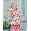 Arshiner Girls 2 Piece Outfits Summer Clothes Square Neck Puffed Sleeve Bubble Hem Tops Shirt and Casual Short Set(Rose Red-flower)