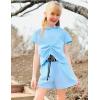 Arshiner Girls 2 Piece Outfits Summer Clothing Sets Short Sleeve Drawstring Hoodie T-Shirt and Letter Print Waist Short(Blue)