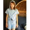 Arshiner Girls 2 Piece Outfits Summer Clothing Sets Short Sleeve Drawstring Hoodie T-Shirt and Letter Print Waist Short(Blue)