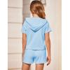 Arshiner Girls 2 Piece Outfits Summer Clothing Sets Short Sleeve Drawstring Hoodie T-Shirt and Letter Print Waist Short(Blue)
