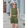 Arshiner Girls 2 Piece Outfits Summer Tank Top and Shorts Set with Pockets Kids Sleeveless Clothes 6-14Y(Dark Army Green)