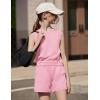 Arshiner Girls 2 Piece Outfits Summer Tank Top and Shorts Set with Pockets Kids Sleeveless Clothes 6-14Y(Dark Pink)