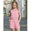 Arshiner Girls 2 Piece Outfits Summer Tank Top and Shorts Set with Pockets Kids Sleeveless Clothes 6-14Y(Dark Pink)