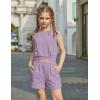 Arshiner Girls 2 Piece Outfits Summer Tank Top and Shorts Set with Pockets Kids Sleeveless Clothes 6-14Y(Light Purple)