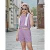 Arshiner Girls 2 Piece Outfits Summer Tank Top and Shorts Set with Pockets Kids Sleeveless Clothes 6-14Y(Light Purple)