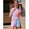 Arshiner Girls 2 Piece Outfits Summer Tank Top and Shorts Set with Pockets Kids Sleeveless Clothes 6-14Y(Pink&blue)