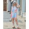 Arshiner Girls 2 Piece Outfits Summer Tank Top and Shorts Set with Pockets Kids Sleeveless Clothes 6-14Y(Pink&blue)