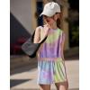 Arshiner Girls 2 Piece Outfits Summer Tank Top and Shorts Set with Pockets Kids Sleeveless Clothes 6-14Y(Yellow&pink&purple)
