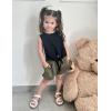Arshiner Girl’s 2 Piece Outfits Summer Tie Knot Tank Top and Paperbag Waist Pocketed Short Sets(Army Green)