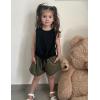 Arshiner Girl’s 2 Piece Outfits Summer Tie Knot Tank Top and Paperbag Waist Pocketed Short Sets(Army Green)