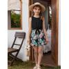 Arshiner Girl’s 2 Piece Outfits Summer Tie Knot Tank Top and Paperbag Waist Pocketed Short Sets(Black Hawaii Flower)