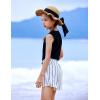 Arshiner Girl’s 2 Piece Outfits Summer Tie Knot Tank Top and Paperbag Waist Pocketed Short Sets(Black and White Striped)