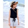 Arshiner Girl’s 2 Piece Outfits Summer Tie Knot Tank Top and Paperbag Waist Pocketed Short Sets(Black and White Striped)
