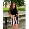 Arshiner Girl’s 2 Piece Outfits Summer Tie Knot Tank Top and Paperbag Waist Pocketed Short Sets(Color Striped)