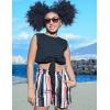 Arshiner Girl’s 2 Piece Outfits Summer Tie Knot Tank Top and Paperbag Waist Pocketed Short Sets(Color Striped)