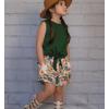 Arshiner Girl’s 2 Piece Outfits Summer Tie Knot Tank Top and Paperbag Waist Pocketed Short Sets(Green Leaves)