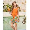 Arshiner Girl’s 2 Piece Outfits Summer Tie Knot Tank Top and Paperbag Waist Pocketed Short Sets(Orange)
