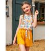 Arshiner Girl’s 2 Piece Outfits Summer Tie Knot Tank Top and Paperbag Waist Pocketed Short Sets(Orange Flower)