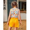 Arshiner Girl’s 2 Piece Outfits Summer Tie Knot Tank Top and Paperbag Waist Pocketed Short Sets(Orange Flower)