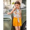 Arshiner Girl’s 2 Piece Outfits Summer Tie Knot Tank Top and Paperbag Waist Pocketed Short Sets(Orange Flower)
