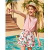 Arshiner Girl’s 2 Piece Outfits Summer Tie Knot Tank Top and Paperbag Waist Pocketed Short Sets(Pink Flower)