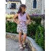 Arshiner Girl’s 2 Piece Outfits Summer Tie Knot Tank Top and Paperbag Waist Pocketed Short Sets(Purple Butterfly)