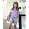 Arshiner Girl’s 2 Piece Outfits Summer Tie Knot Tank Top and Paperbag Waist Pocketed Short Sets(Purple Butterfly)