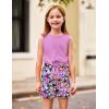Arshiner Girl’s 2 Piece Outfits Summer Tie Knot Tank Top and Paperbag Waist Pocketed Short Sets(Purple Flower)